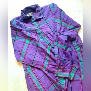Vintage 80s purple checkered dress.
